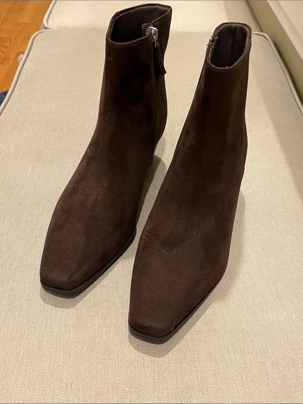 NEW Brown Faux Suede Ankle Boots - Classic Side-Zip Booties Size 8
